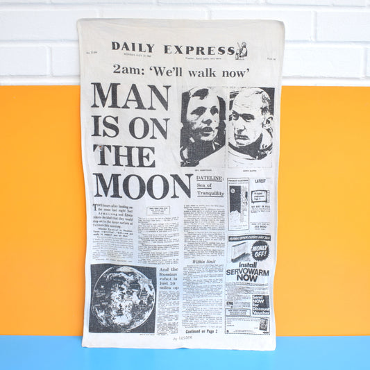 Vintage 1960s Cotton Tea Towel - Moon Walk by Pineapple Retro