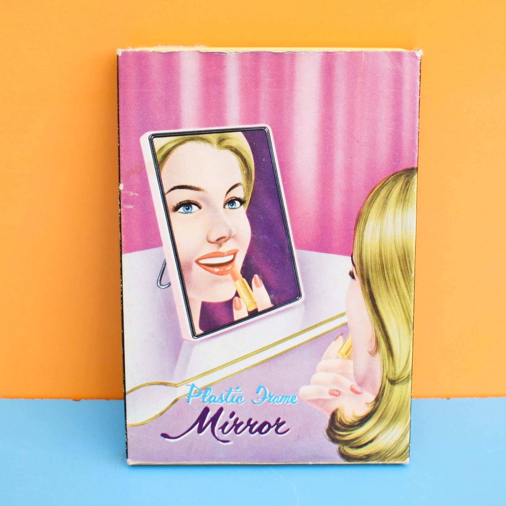 Vintage 1960s Folding Travel Mirror Yellow Pineapple Retro