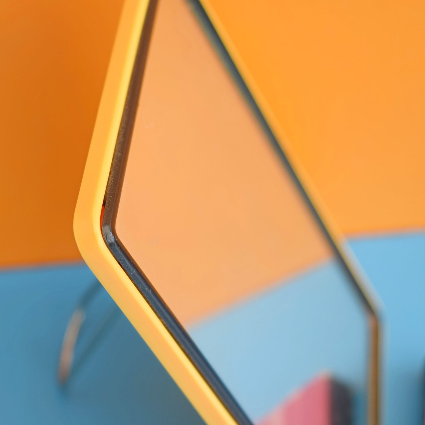 Vintage 1960s Folding Travel Mirror- Yellow by Vintage