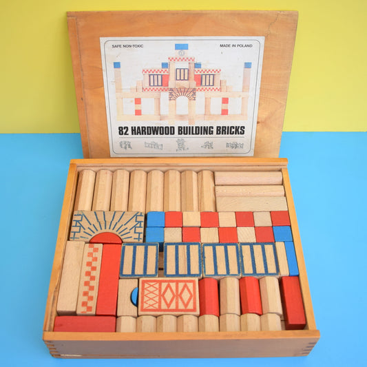 Vintage 1960s Polish Wooden House Blocks - Boxed