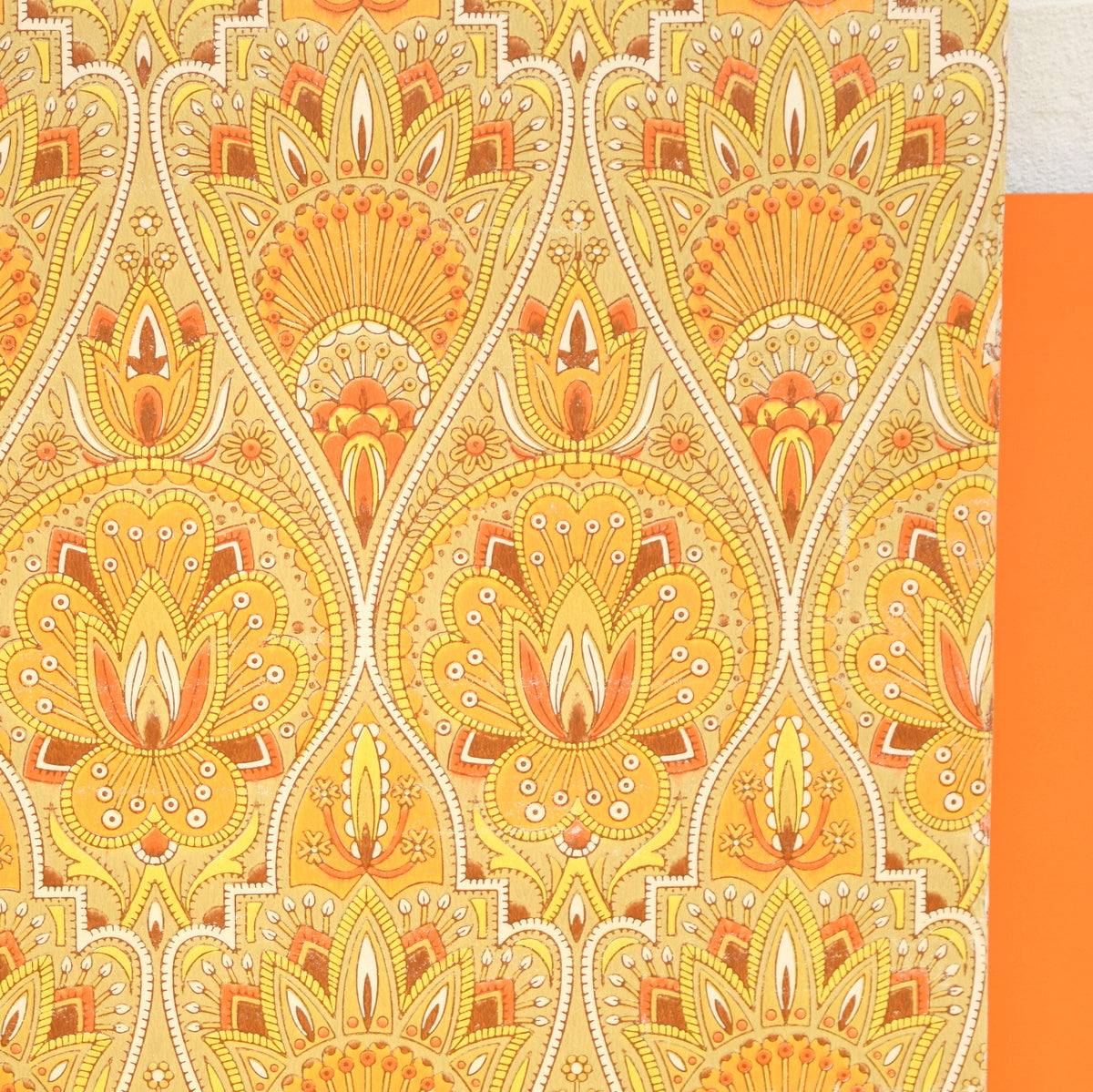 Vintage 1960s Vinyl Textured Wallpaper - Orange – Pineapple Retro