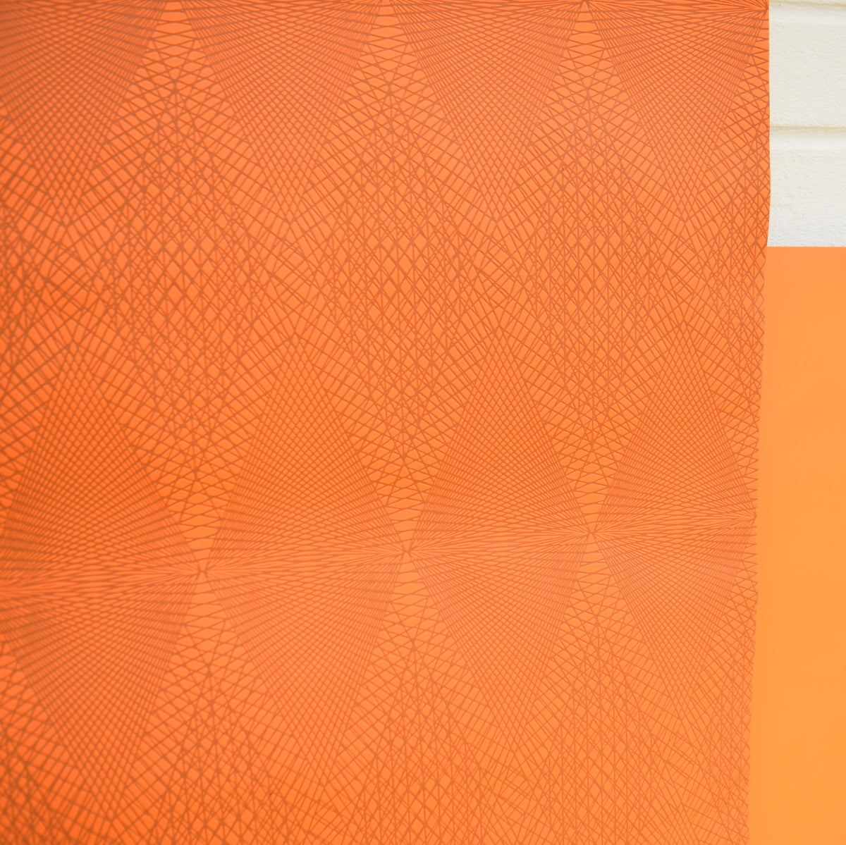Vintage 1960s Vinyl Textured Wallpaper - Orange Geometric / Op Art