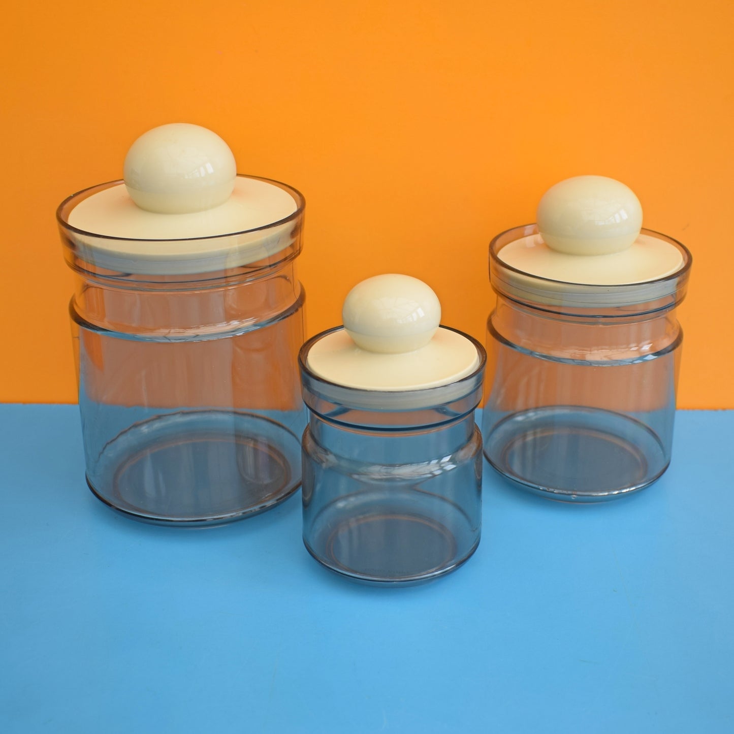 Vintage 1980s Plastic 3 Jar Set - Boxed