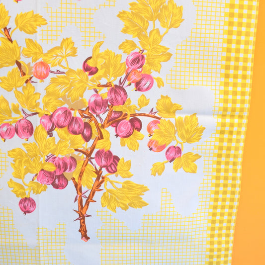 Vintage 1970s Cotton Tea Towel - Gooseberries by Pineapple Retro
