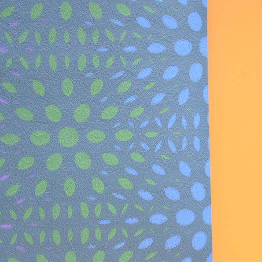 Vintage 1960s Textured Wallpaper - Blue, Purple, Green