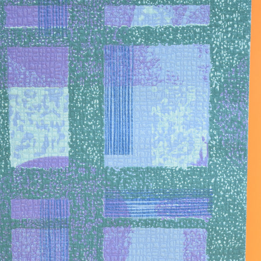 Vintage 1960s Heavy Weight Wallpaper - Purple / Blue Textured