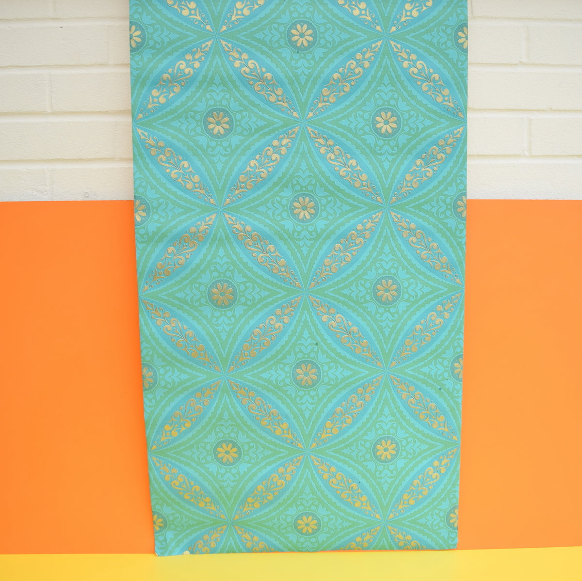Vintage 1960s Heavy Weight Wallpaper - Turquoise / Sky Blue