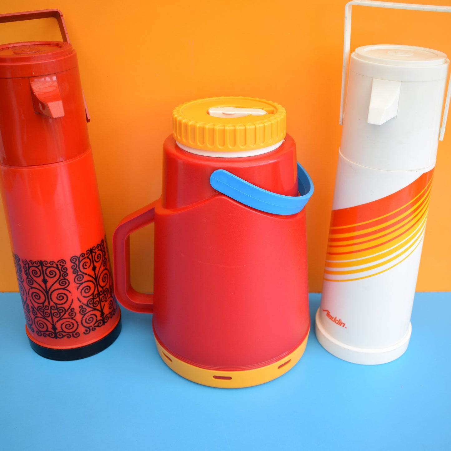 Vintage 1980s Air Pump Flask - Orange