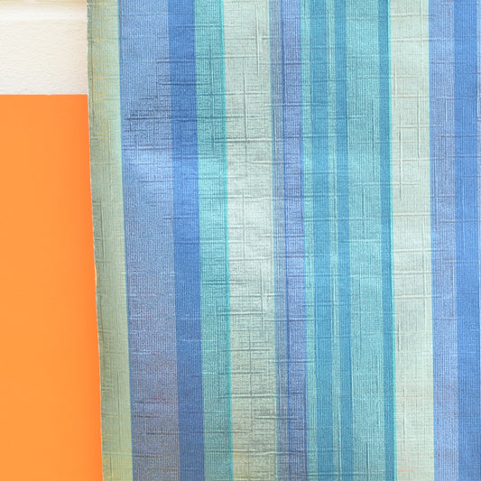 Vintage 1960s Metallic Wallpaper - Blue / Green