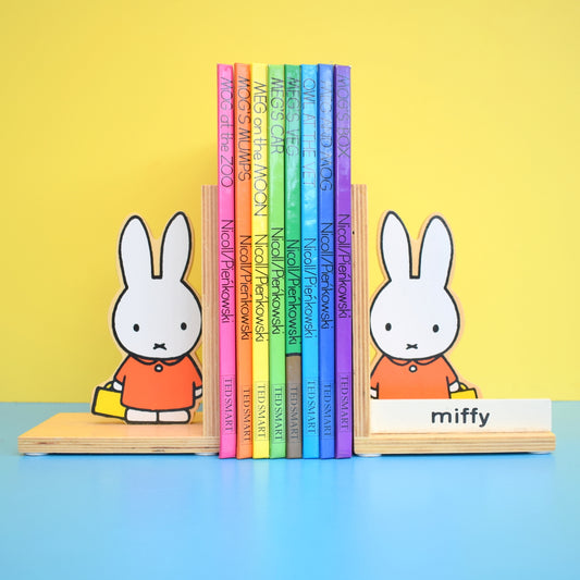 Retro Book Ends & Bag - Miffy Bunny - Dick Bruna - Wooden - Orange
