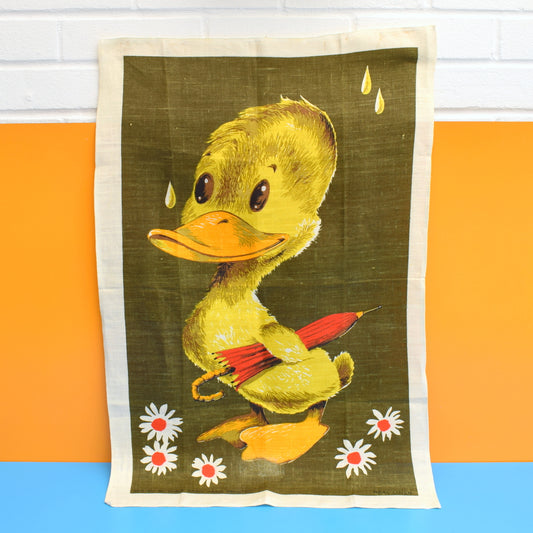 Vintage 1960s Tea Towel - Duck & Flowers