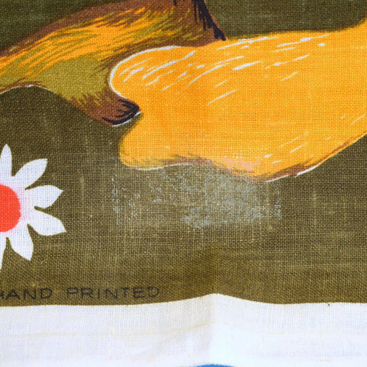 Vintage 1960s Tea Towel - Duck & Flowers
