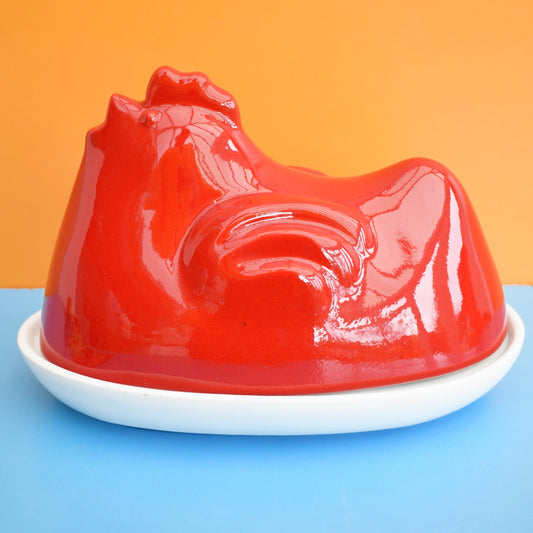 Vintage 1980s Egg Holding Chicken - Red by Vintage