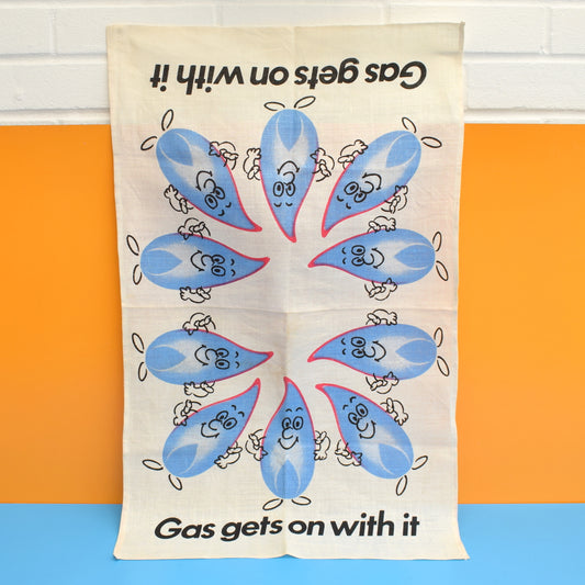 Vintage 1970s Cotton Tea Towel - Gas Flames by Pineapple Retro