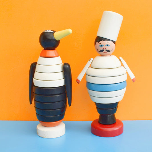 Vintage 1960s Brio Wooden Chef / Penguin