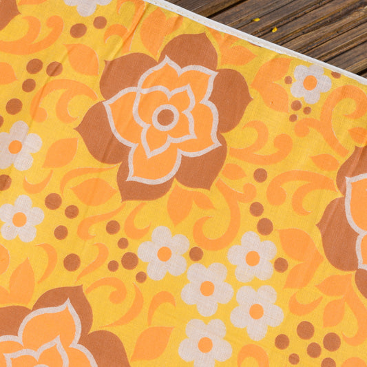 Vintage 1960s Garden Cushion / Mattress - Yellow Flower Power