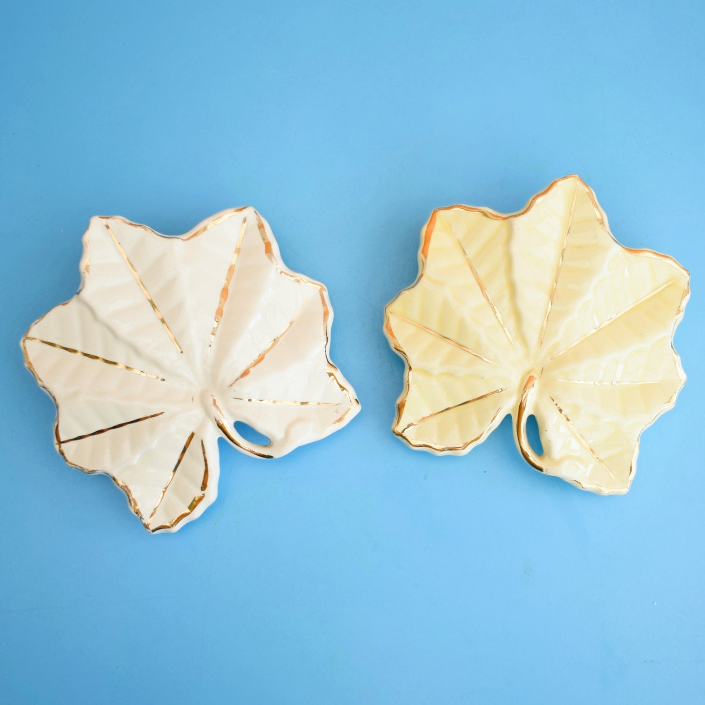 Vintage 1950s Ceramic Wall Pockets - Leaves