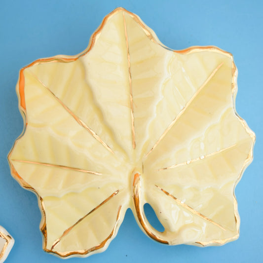 Vintage 1950s Ceramic Wall Pockets - Leaves by Pineapple Retro
