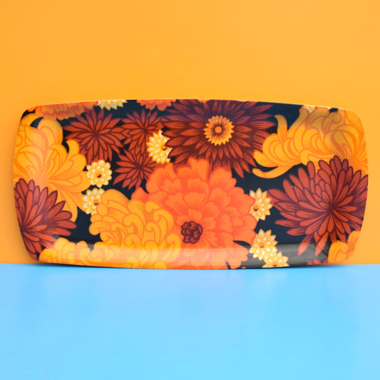 Vintage 1960s Flower Power Narrow Thetford Tray - Orange by Vintage