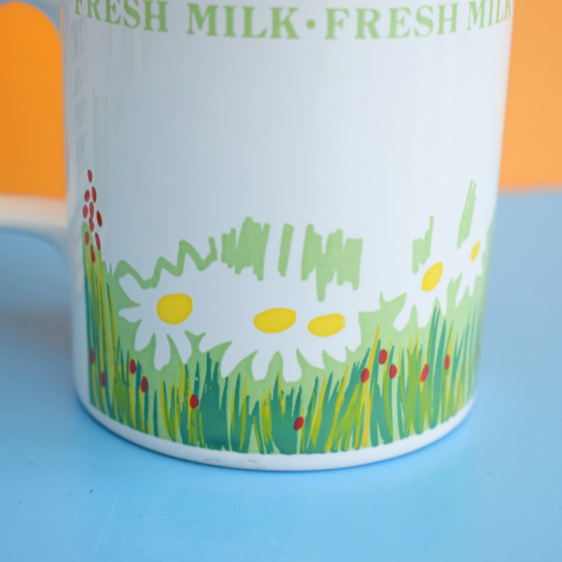 Vintage 1980s Mugs - Kiln Craft - 4 Boxed - Milk Design by Pineapple Retro