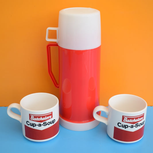 Vintage 1980s Soup Set- Thermos Flask / Mugs by Pineapple Retro