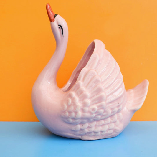 Vintage 1960s Ceramic Swan Vase - Pink by Pineapple Retro