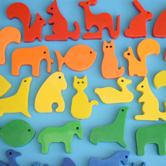 Vintage 1970s Plastic Animal Shapes/ Toy - Craft by Pineapple Retro