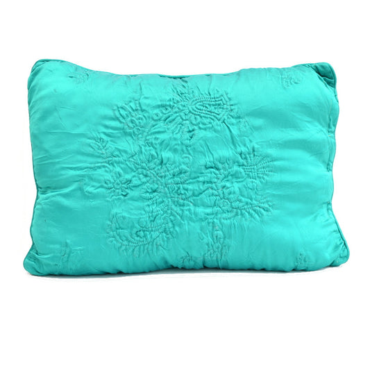 Vintage 1950s Cushion - Embroidered Satin, Emerald Green