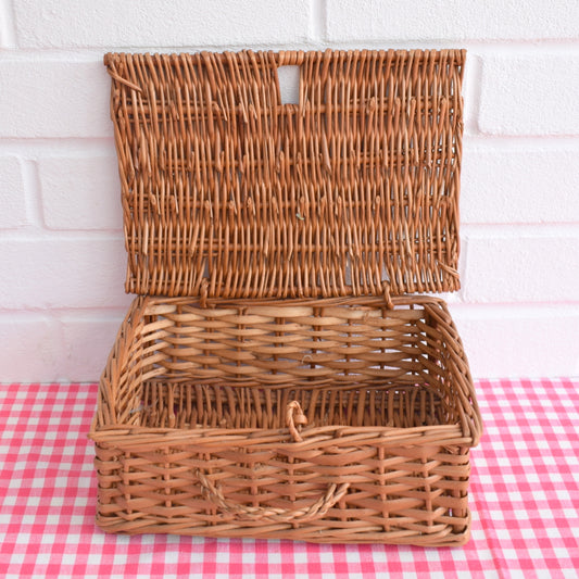 Vintage Small Wicker Picnic Basket / Case by Pineapple Retro
