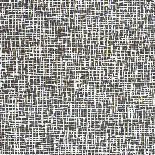 Vintage 1950s Hand Printed Wallpaper - Black / White / Gold