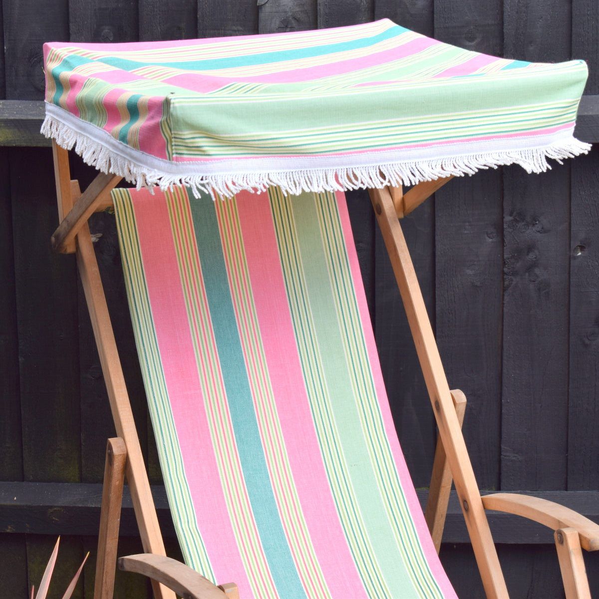 Vintage Stunning Deckchair With Sunshade & Footrest