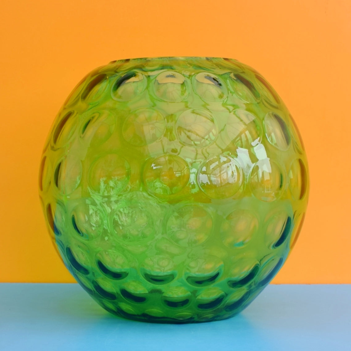 Vintage 1970s Czech Glass Lense Globe- Green by Pineapple Retro