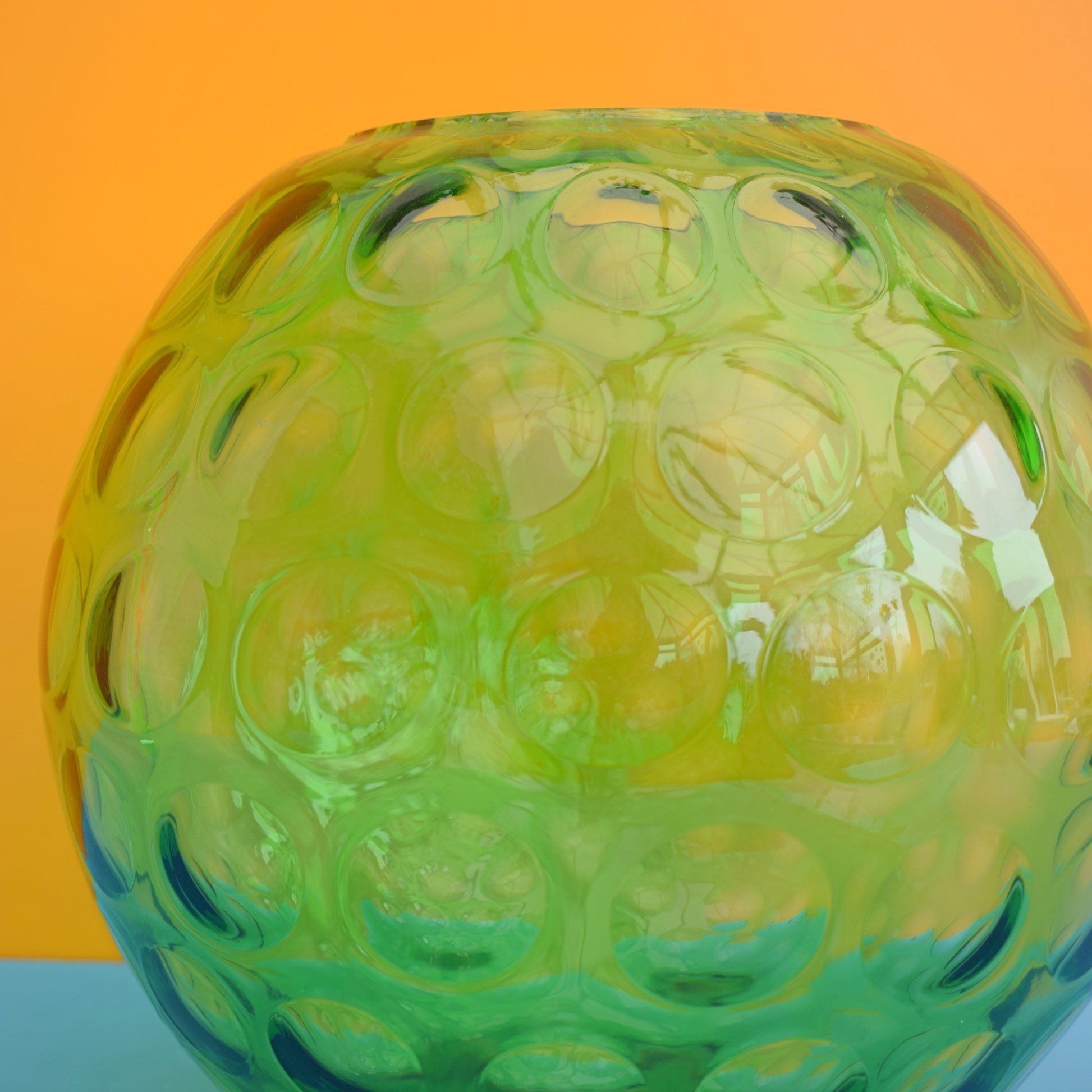 Vintage 1970s Czech Glass Lense Globe- Green by Pineapple Retro