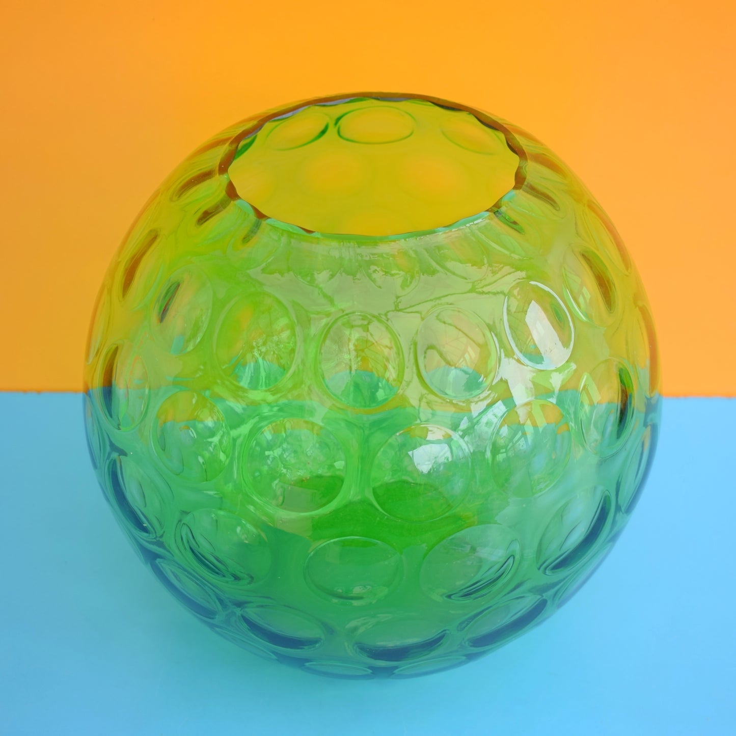 Vintage 1970s Czech Glass Lense Globe- Green by Pineapple Retro