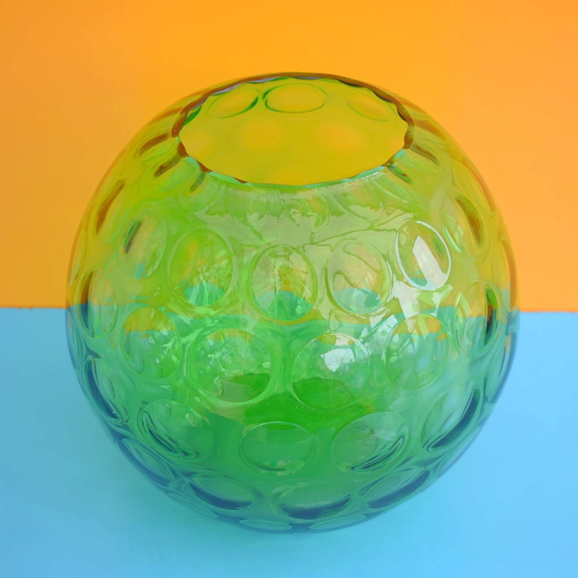 Vintage 1970s Czech Glass Lense Globe- Green by Pineapple Retro