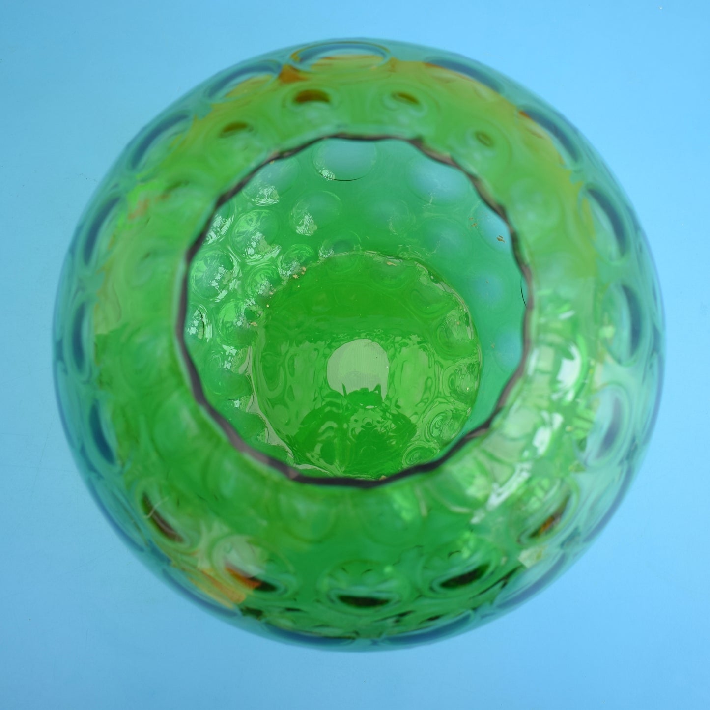 Vintage 1970s Czech Glass Lense Globe- Green by Pineapple Retro