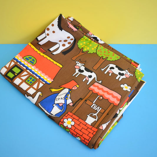 Vintage Fabric - Children's Farm Design - Animals - Long Length