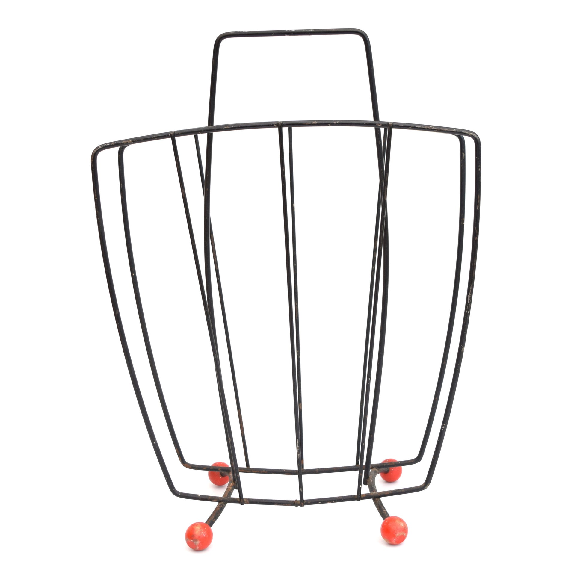 Vintage 1950s Atomic Magazine Rack - Red, Black