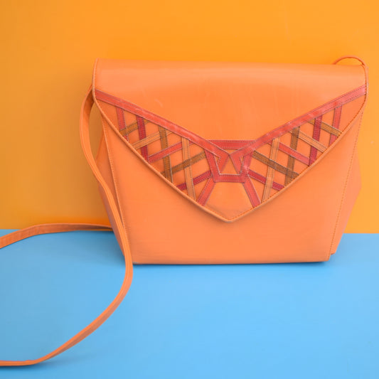 Vintage 1980s Leather Carvela Shoulder/ Clutch Bag - Orange by Vintage