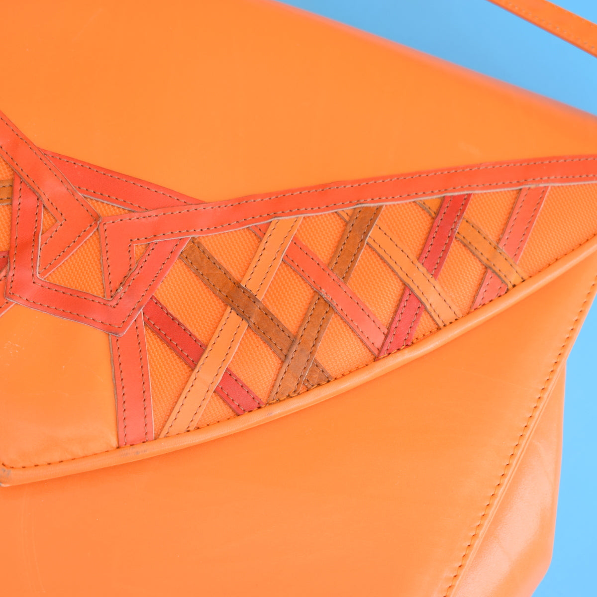 Vintage 1980s Leather Carvela Shoulder/ Clutch Bag - Orange