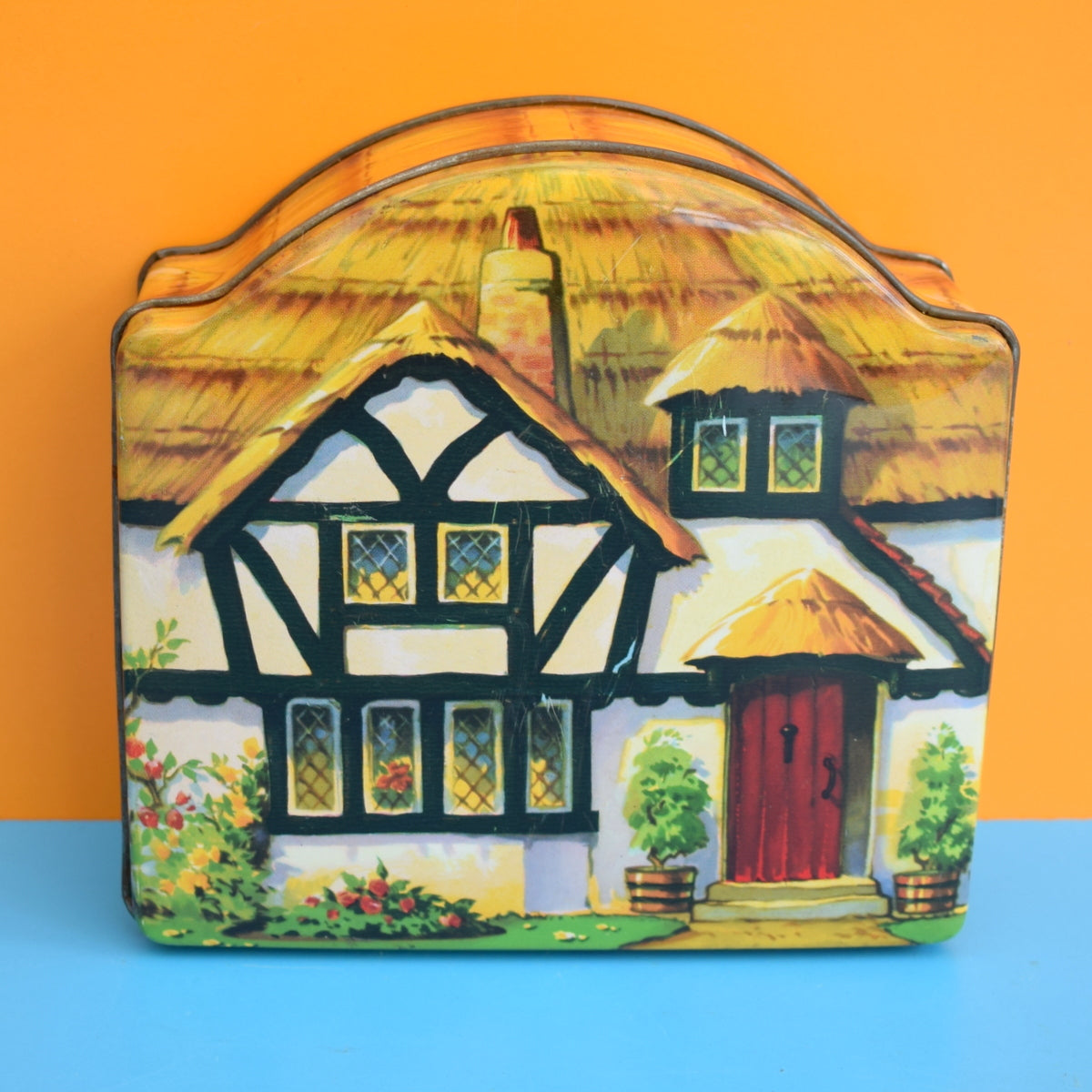 Vintage 1950s Thatched Cottage Tin