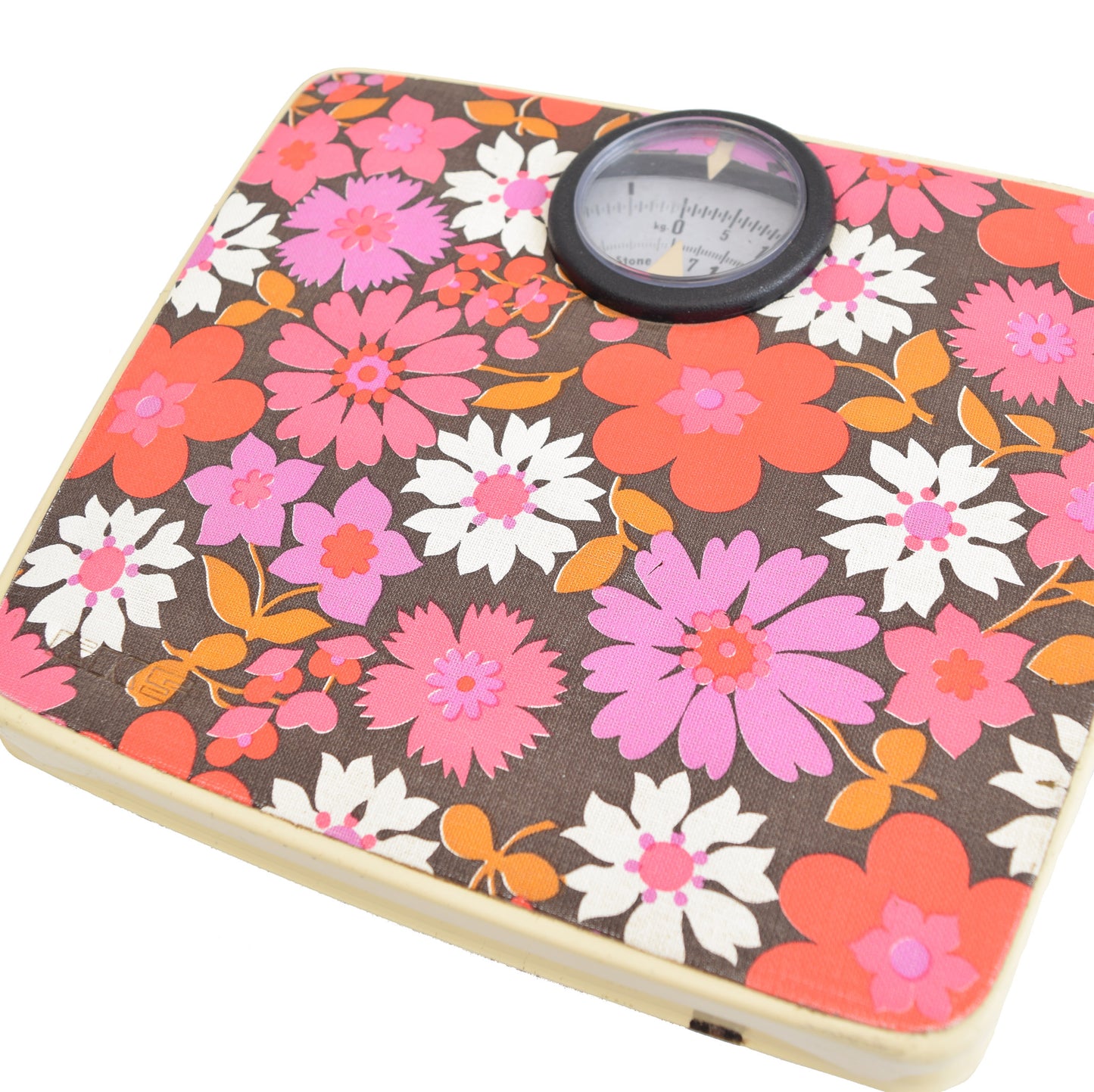 Vintage 1960s Bathroom Scales - Flower Power- Pink & Purple