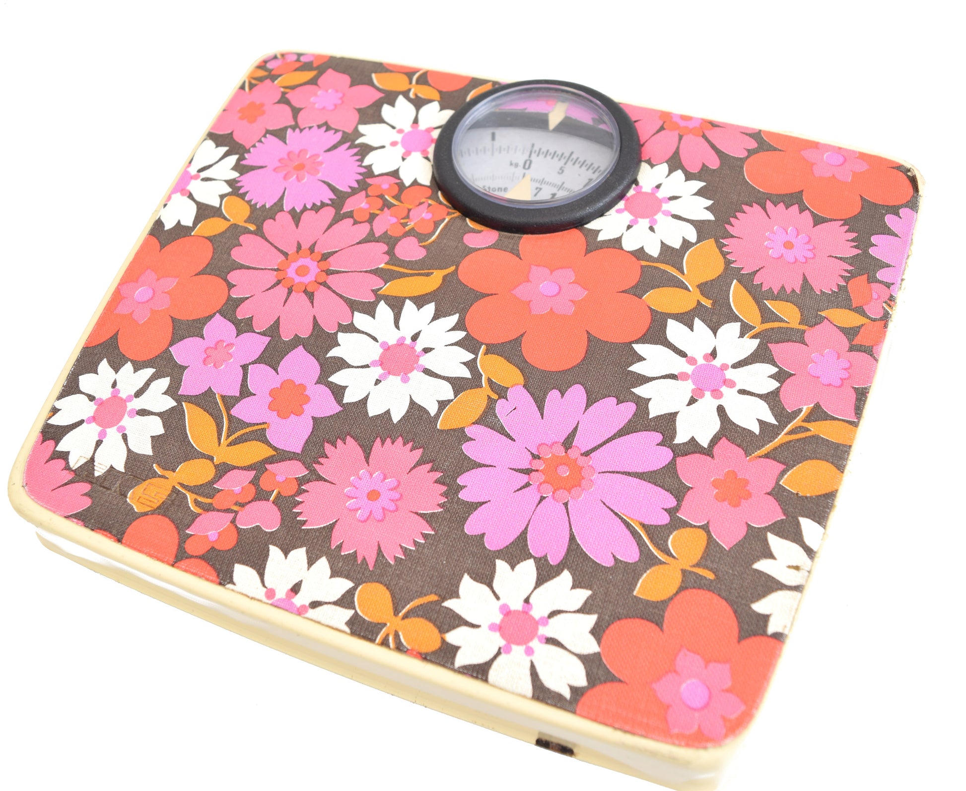 Vintage 1960s Bathroom Scales - Flower Power- Pink & Purple main