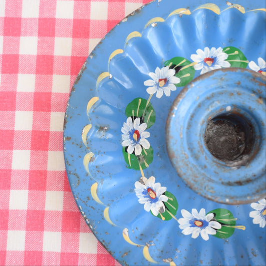 Vintage Hand Painted Metal Candle Stick / Chamber Stick by Pineapple Retro