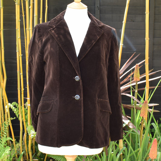 Vintage 1980s Velvet Jacket - Brown Size 14
