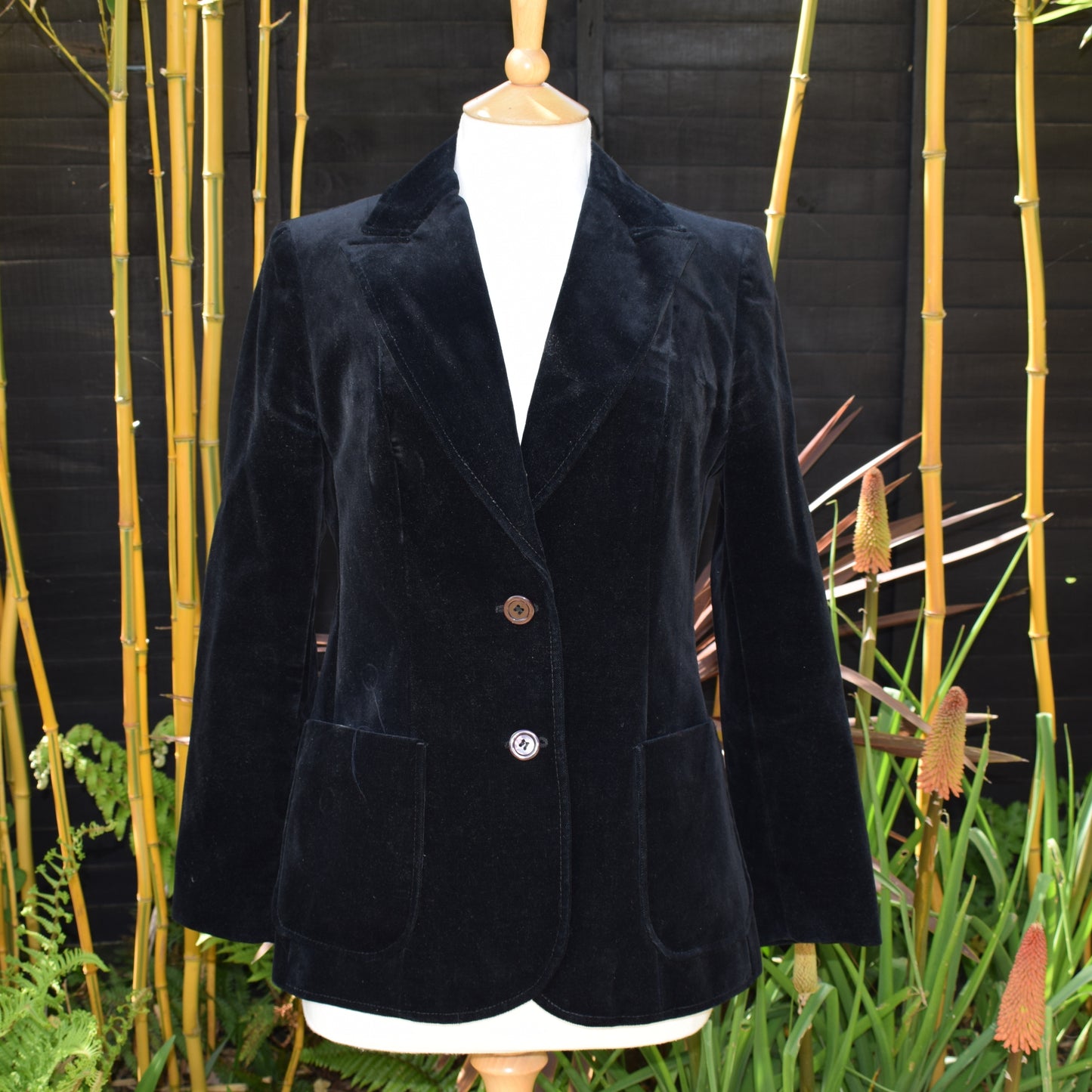Vintage 1980s Velvet Jacket - Black Size 12