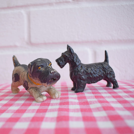 Vintage 1940s Small Metal Scotty Dog / Plastic Terrier by Pineapple Retro