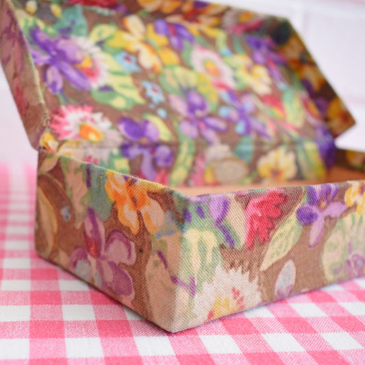 Vintage 1950s Pretty Padded Fabric Box - Floral by Pineapple Retro