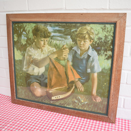 Vintage 1940s Large Print- The New Boat - William Dring by Pineapple Retro