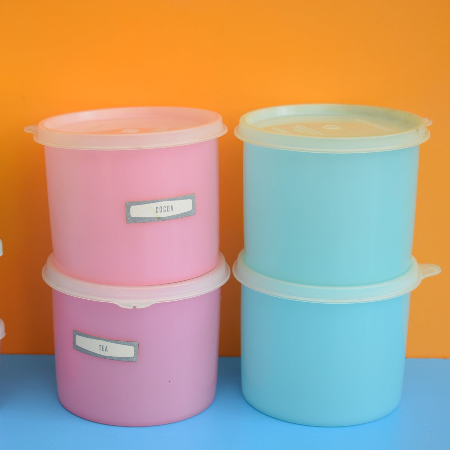 Vintage 1960s Tupperware Containers - Pink/Blue